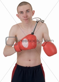 The thin boxer in gloves