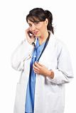 Female doctor talking with phone