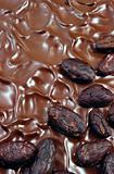 Chocolate icing with cocoa beans