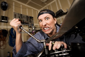 Funny Female Hispanic Mechanic