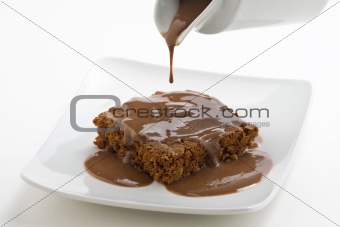 hot chocolate brownie with walnuts and vanilla
