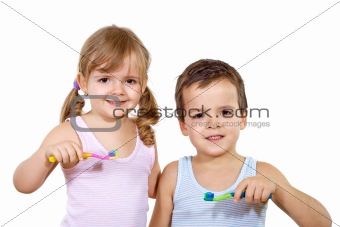 Kids with toothbrush