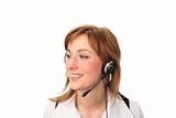 Business woman on headset