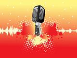 grunge background with shinning stars and microphone