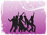 grunge frame of dancing  people, illustration