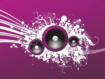 grunge purple party speaker, vector illustration