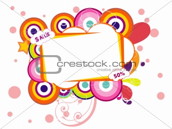 background with fancy circles -50% sale, vector