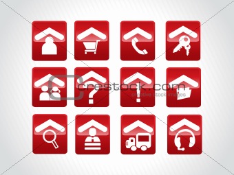 exclusive red set of web 2.0 Icon