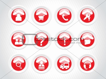 exclusive rounded red set of web 2.0 Icon
