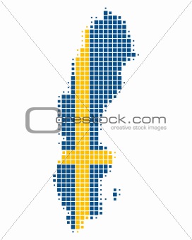 Map and flag of Sweden