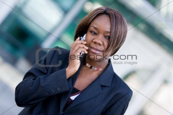 African american business woman with phone