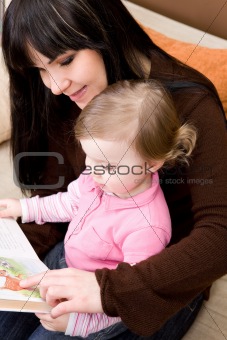mother reading book 