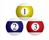 Three billiard balls, vector illustration