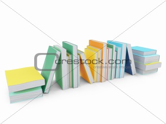 Colored books over white