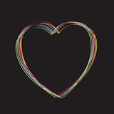 Coloured lines forming a heart on black