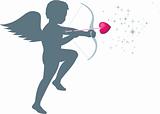 Isolated cupid on white background with bow and arrow