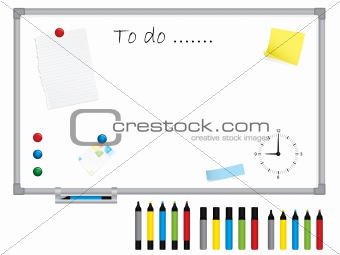 White board with stationery