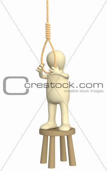 Despaired 3d puppet, making suicide