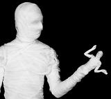 Phantasmagoric mummy - puppeteer on a black