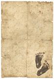 old paper with baby foot-print