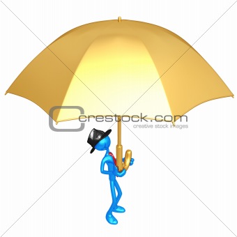 Businessman Holding A Giant Umbrella