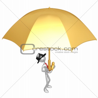 Businessman Holding A Giant Umbrella