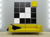 Interiors design - Yellow couch in modern style