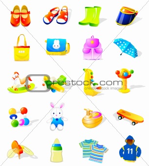 set of kids' toys vector icons