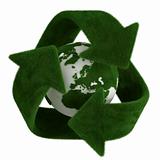 grass recycle symbol with earth