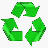 recycle symbol in green glass