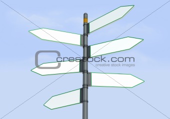 six directional sign post