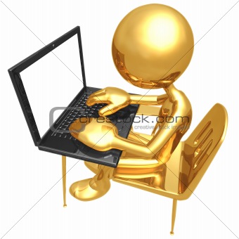 Student At Desk With Laptop