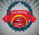valentine illustration with floral, mouth and speaker