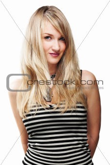 Pretty blond girl, isolated on white