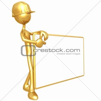 Construction Worker With Sign