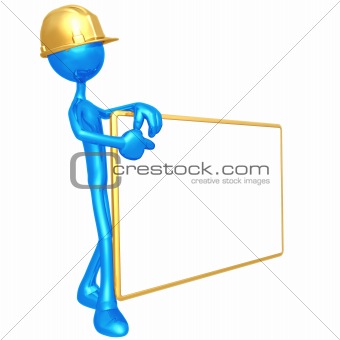 Construction Worker With Sign