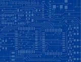 Circuit Board on a Blueprint Background