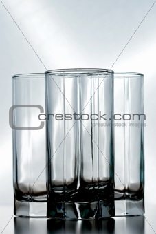 three empty glasses