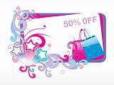 avail upto 50% discount on fancy bags, vector