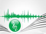 green music icon with waves on gray wallpaper