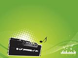 green musical background with audio cassette wallpaper