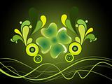 green vector of four leafs clover with waves