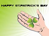 green vector with three leafs clover in the hand