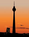 Berlin TV tower agaist sunset sky