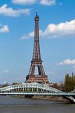 Eifel tower and railway bridge in Paris