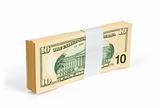 Wad of 10 dollar bank notes