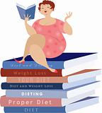 WOMAN READING ABOUT DIET