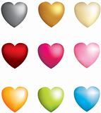 Set of 9 3d icon vector hearts