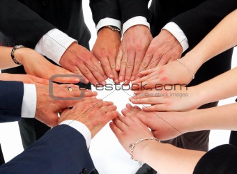 business hands in a circle (agreement)