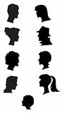 Silhouettes of profiles